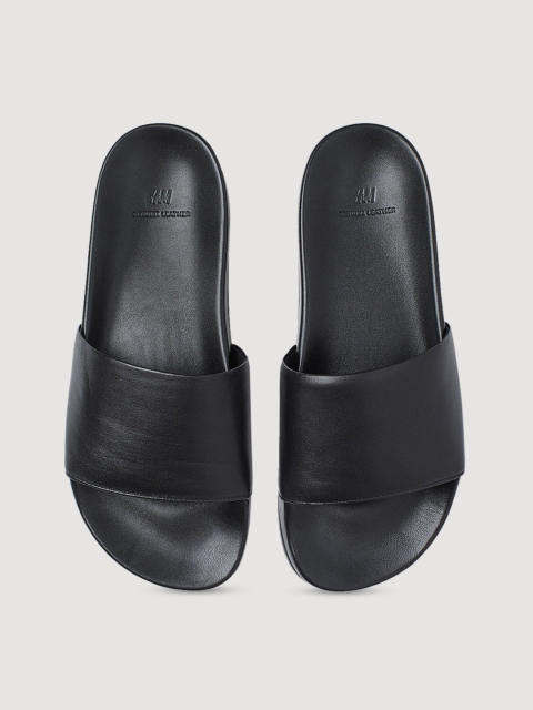 

H&M Men Black Leather Comfort Sandals