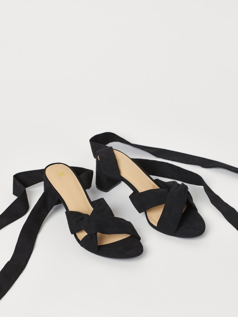 

H&M Women Tie-Strap Sandals, Black
