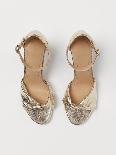 

H&M Women Gold-Toned Textured Sandals