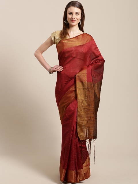 

Nanda Silk Mills Maroon & Golden Checked Saree
