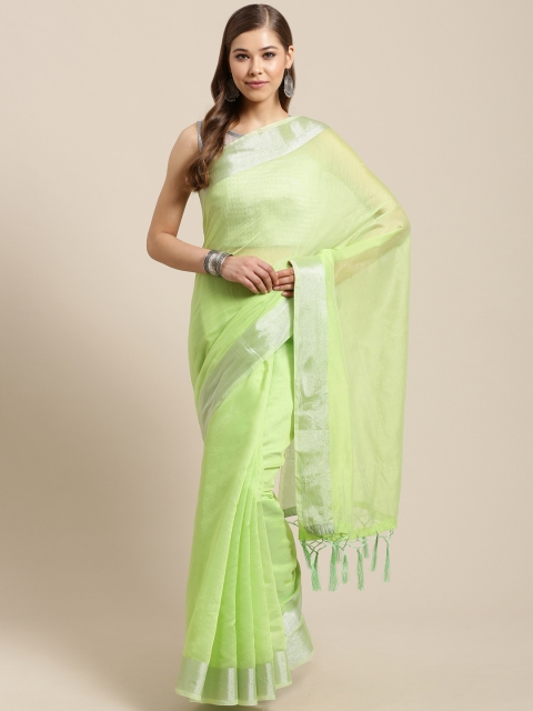 

Nanda Silk Mills Green Solid Saree