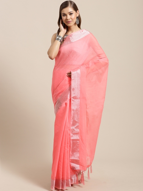 

Nanda Silk Mills Pink Solid Saree