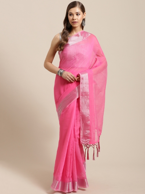 

Nanda Silk Mills Pink Woven Design Saree