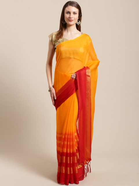 

Nanda Silk Mills Orange & Red Striped Saree