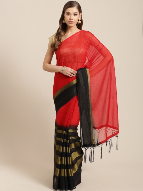 

Nanda Silk Mills Red & Black Woven Design Pure Chiffon Saree