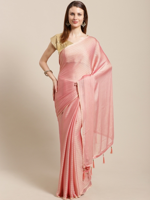 

Nanda Silk Mills Pink Striped Pure Chiffon Saree