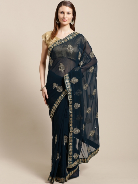 

Nanda Silk Mills Green & Golden Embroidered Saree