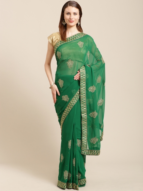 

Nanda Silk Mills Green & Golden Embroidered Saree