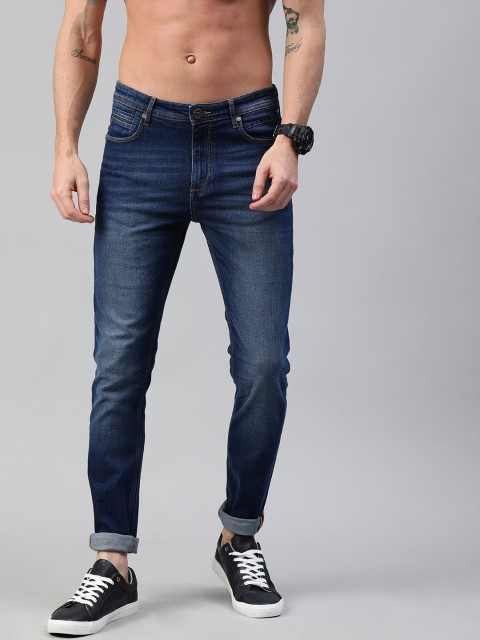 

THE BEAR HOUSE Men Blue Jim Slim Tapered Fit Mid-Rise Clean Look Stretchable Jeans