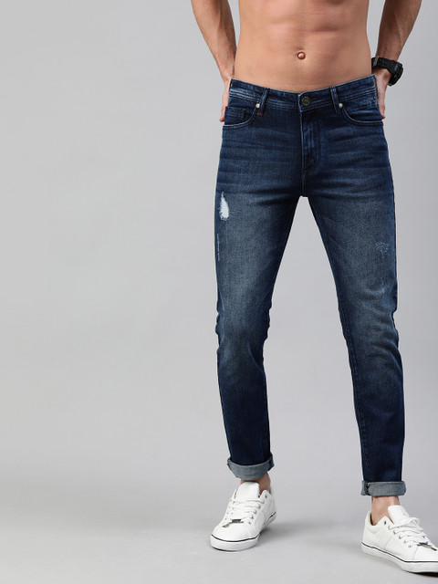 

THE BEAR HOUSE Men Blue Slim Tapered Fit Mid-Rise Mildly Distressed Stretchable Jeans