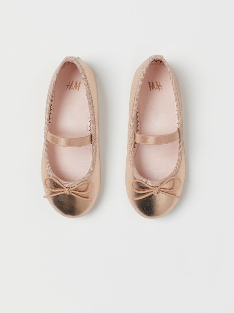 

H&M Girls Gold-Toned Ballet Pumps, Pink