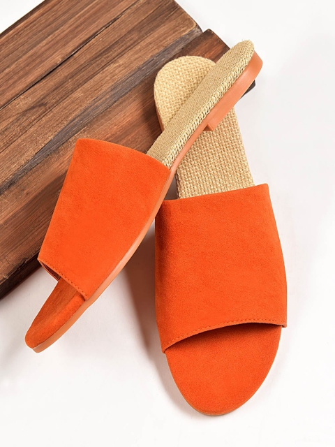 

Street Style Store Women Orange Solid Mules