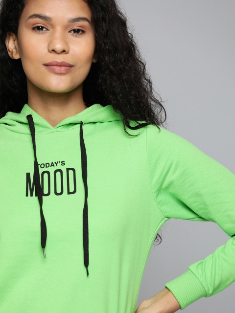 

Kook N Keech Women Green Solid Hooded Sweatshirt