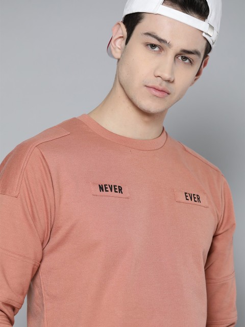 

Kook N Keech Men Peach-Coloured Solid Sweatshirt