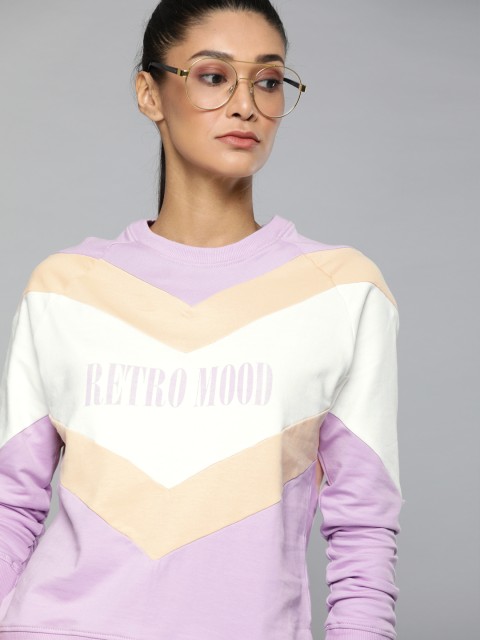 

Kook N Keech Women Lavender & Off-White Colourblocked Sweatshirt
