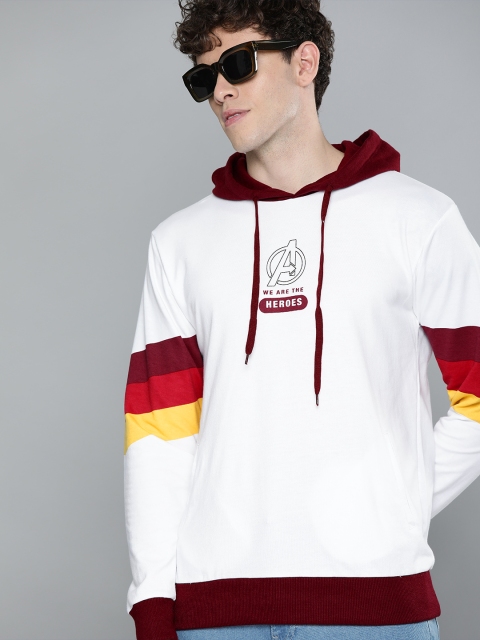 

Kook N Keech Marvel Men White Printed Hooded Sweatshirt