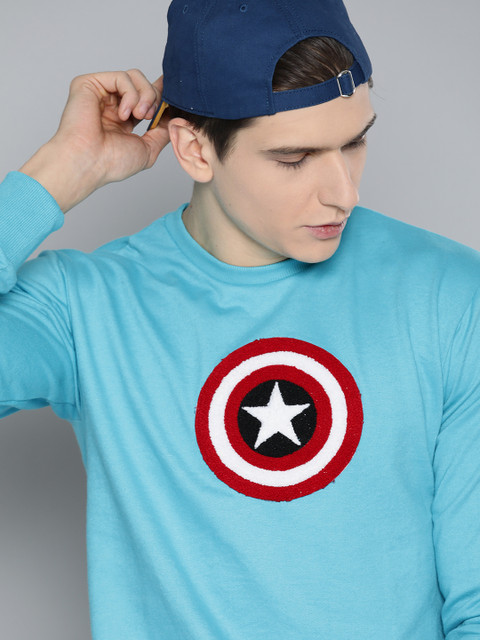 

Kook N Keech Marvel Men Blue Captain America Applique Sweatshirt