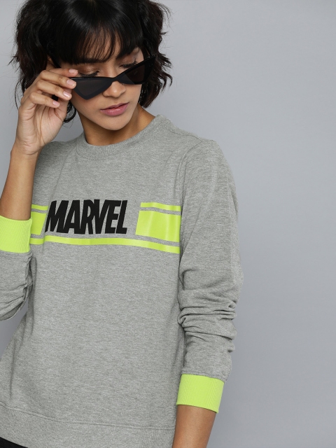 

Kook N Keech Marvel Women Grey Melange Printed Pullover Sweatshirt