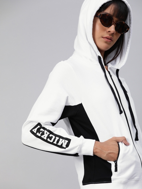 

Kook N Keech Disney Women White & Black Colourblocked Hooded Sweatshirt