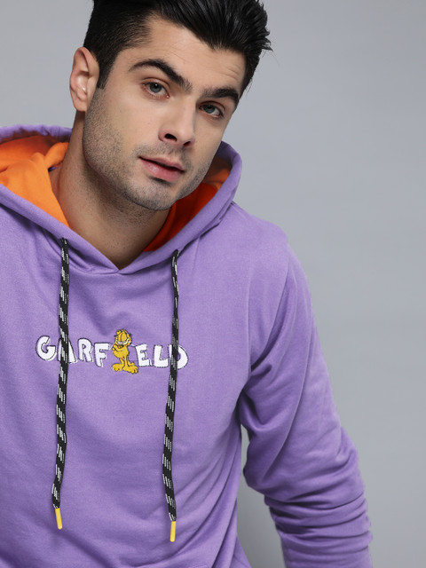 

Kook N Keech Garfield Men Purple & White Printed Hooded Sweatshirt