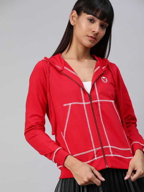 

Kook N Keech Marvel Women Red Printed Hooded Sweatshirt