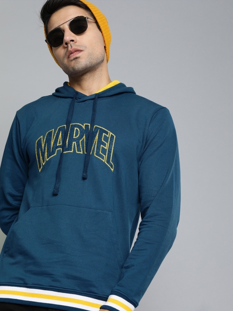 

Kook N Keech Marvel Men Blue Printed Hooded Sweatshirt