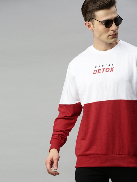 

Kook N Keech Men White & Red Colourblocked Pullover Sweatshirt