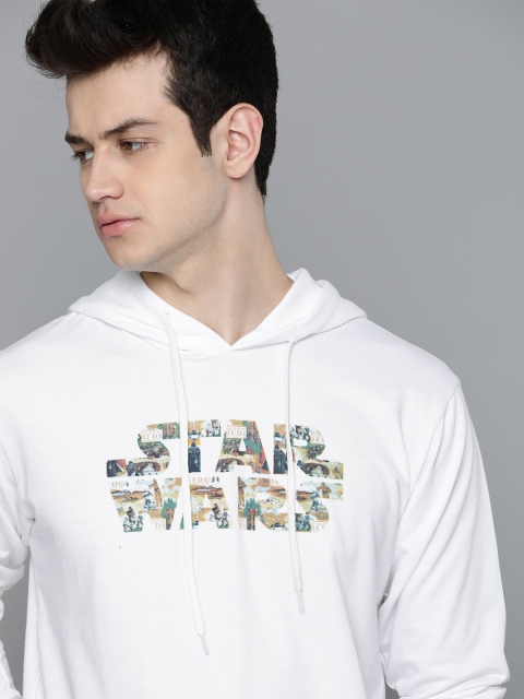 

Kook N Keech Star Wars Men White Solid Hooded Sweatshirt With Printed Detail