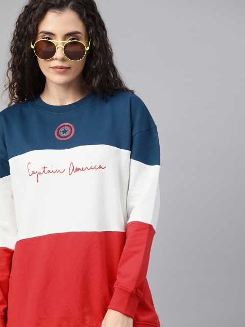 

Kook N Keech Marvel Women Navy Blue & White Colourblocked Sweatshirt