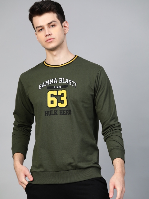 

Kook N Keech Marvel Men Olive Green Varsity Printed Sweatshirt