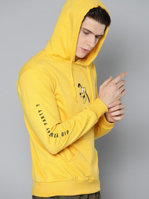 

Kook N Keech Disney Men Yellow Hooded Sweatshirt with Pluto Print Detail