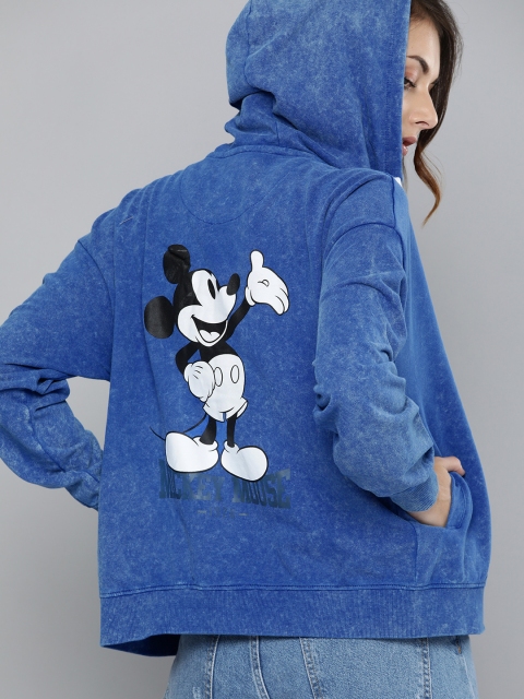 

Kook N Keech Disney Women Blue Printed Hooded Sweatshirt