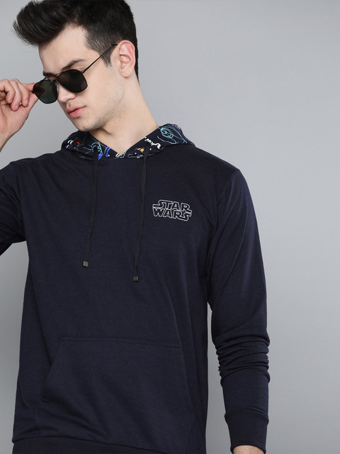 

Kook N Keech Star Wars Men Navy Blue Solid Hooded Sweatshirt