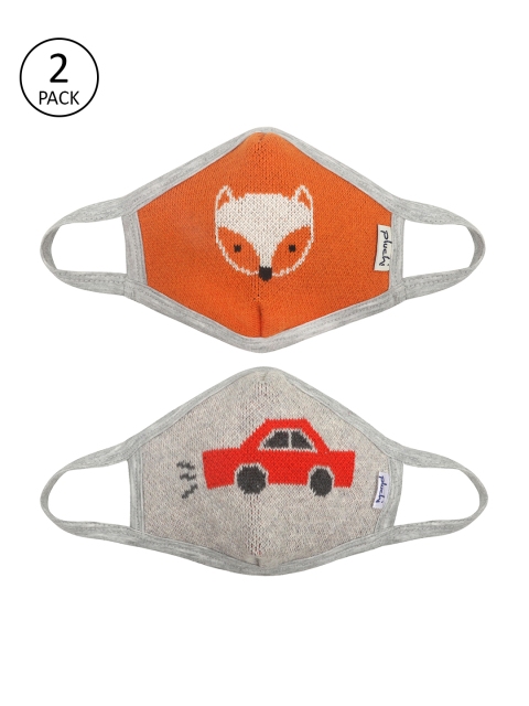 

Pluchi Kids 2 Pcs Printed 2-Ply Ati-Pollution Cloth Masks, Grey