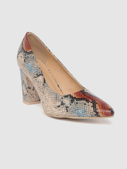 

CORSICA Women Beige & Rust Orange Snakeskin Textured Pumps