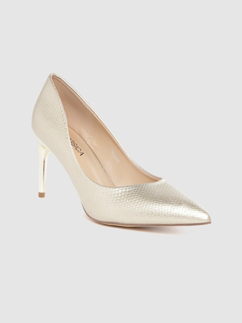 

CORSICA Women Gold-Toned Snakeskin Textured Pumps