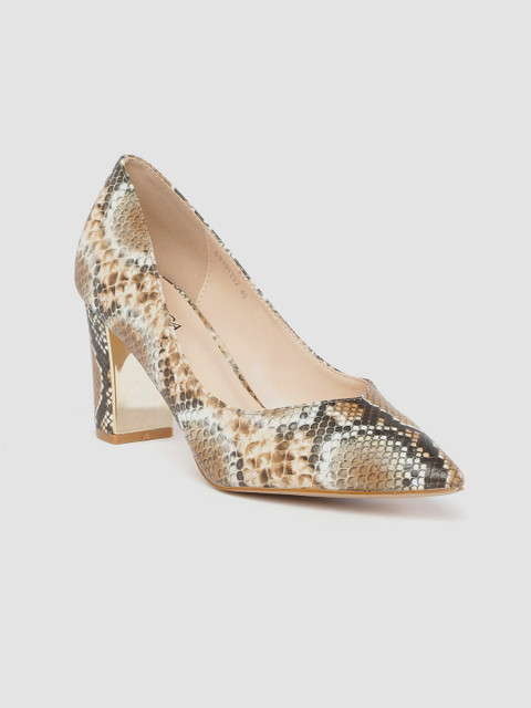 

CORSICA Women Beige & Coffee Brown Snakeskin Textured Pumps