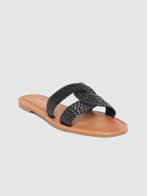 

DressBerry Women Black Braided Open Toe Flats