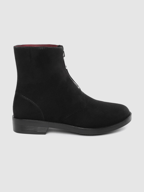 

Kook N Keech Women Black Solid Mid-Top Flat Boots
