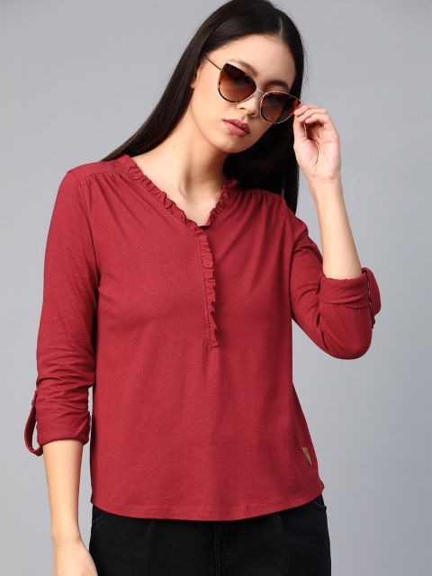 

Roadster Women Maroon Solid Top