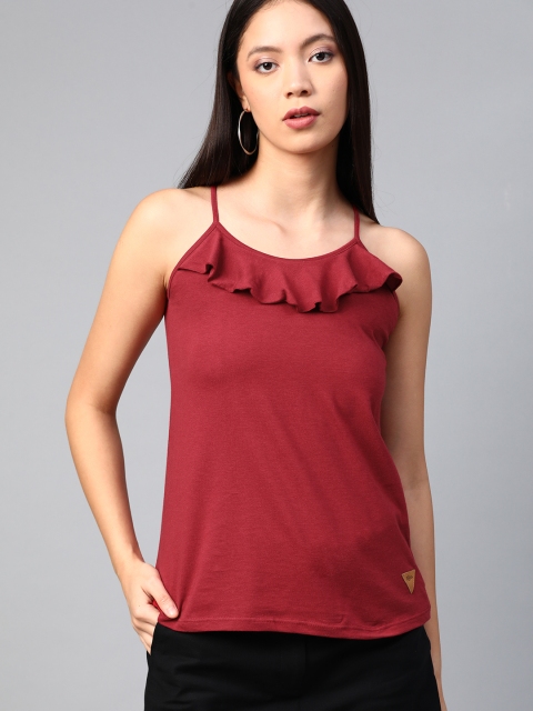 

Roadster Women Maroon Solid Camisole Top