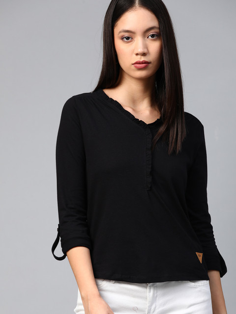 

Roadster Women Black Solid Top