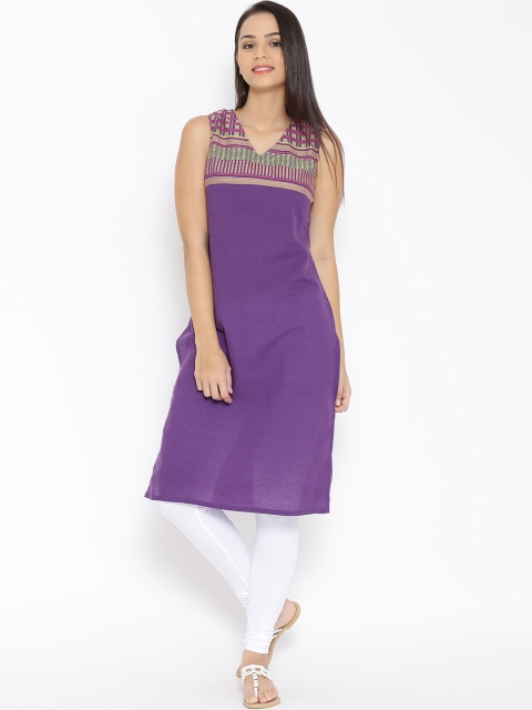 

Aurelia Purple Woven Design Kurta