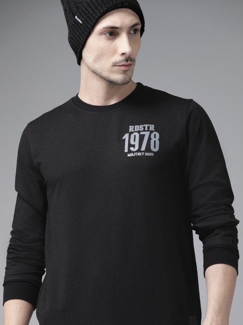 

Roadster Men Black Solid Sweatshirt