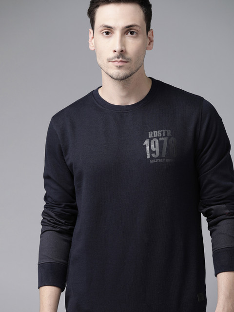

Roadster Men Navy Blue Solid Sweatshirt