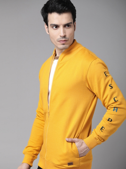 

Roadster Men Mustard Yellow Solid Sweatshirt