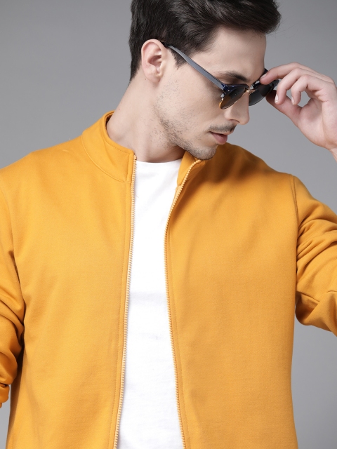 

Roadster Men Mustard Yellow Solid Sweatshirt