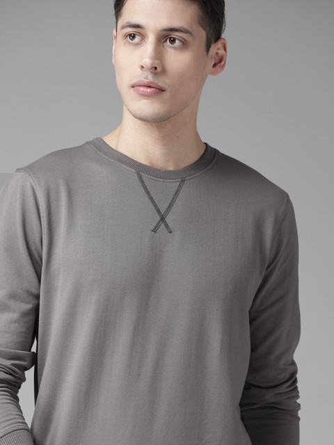 

Roadster Men Grey Solid Sweatshirt