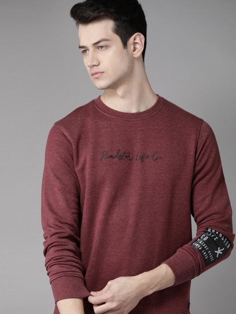 

Roadster Men Maroon & Black Printed Pullover Sweatshirt