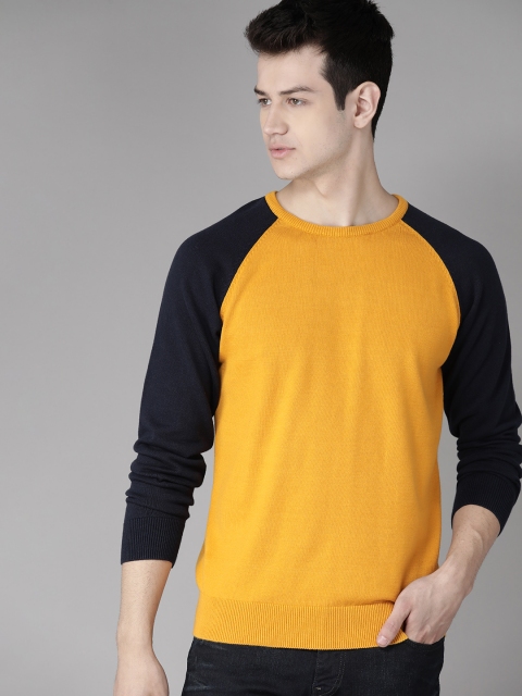 

Roadster Men Mustard Yellow Solid Pullover Sweater